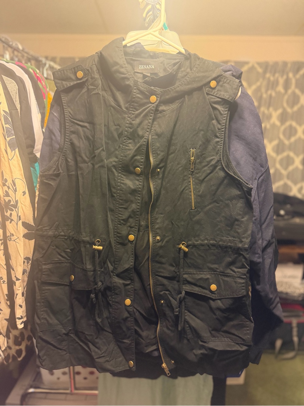 Zenana Outfitters Black Utility Jacket with Snap Details